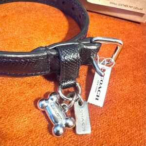 Coach F26177 Black Leather Pet Collar New in Box - S